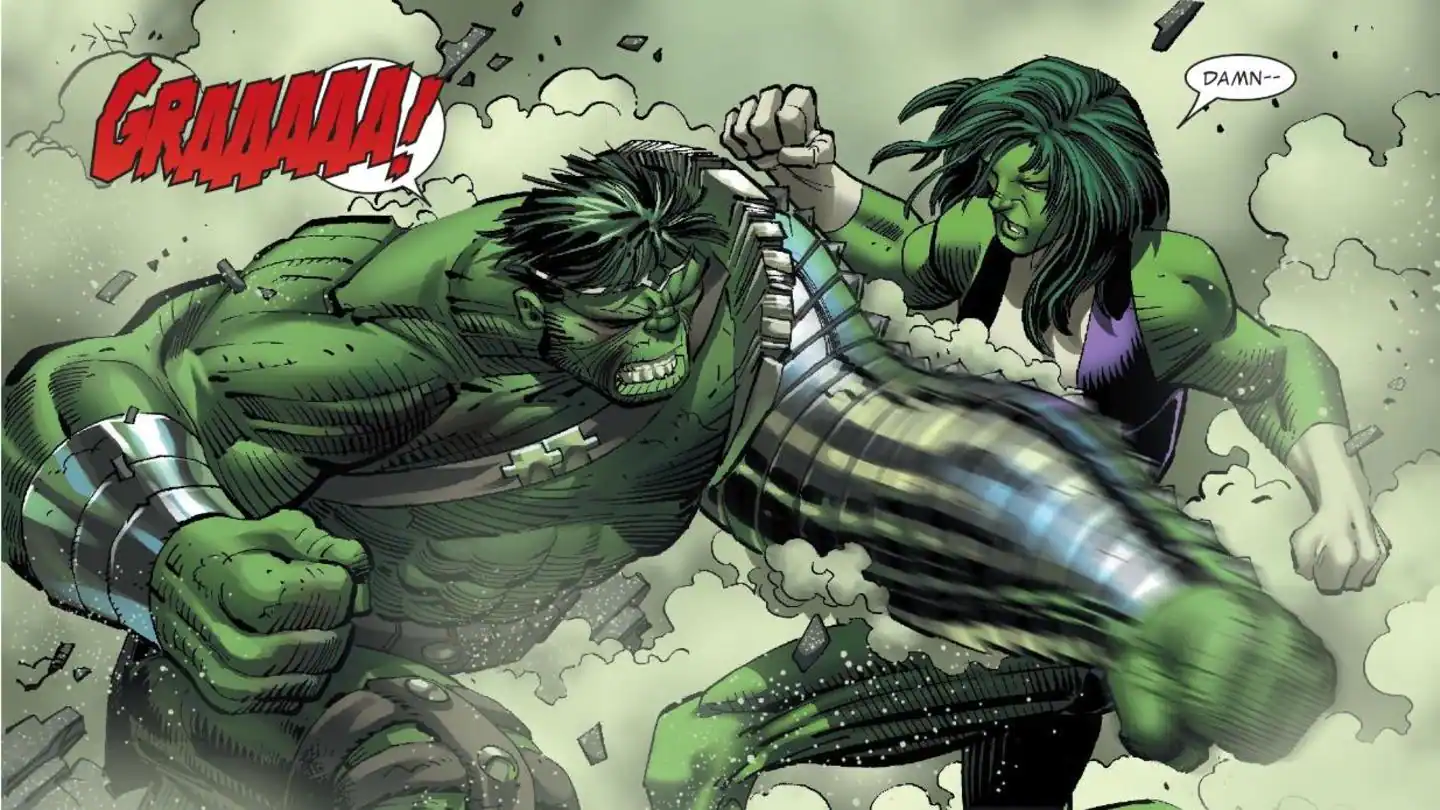 Portraying She-Hulk as more efficient than Hulk