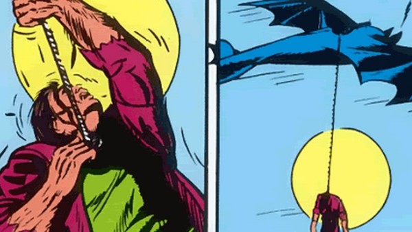 Batman Swings a Murdered Corpse from his Batjet like a Pinata