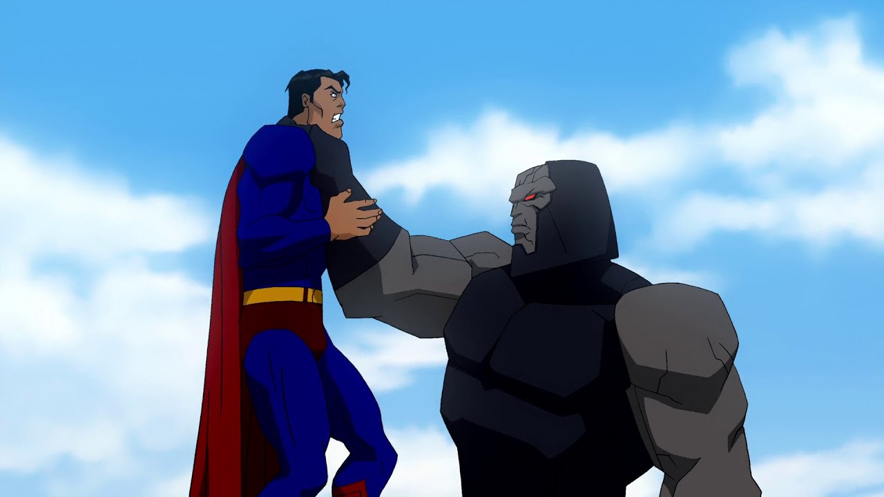 SUPERMAN BEATS DOWN DARKSIDE TO EARTH CORE [SUPERMAN BATMAN APOCALYPSE 2010]